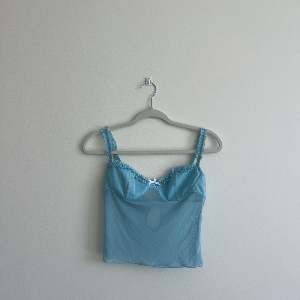 IAMGIA Luxe Blue Sheer Corset Top | Romantic Y2K Lingerie Vibes | Size Small 🩵